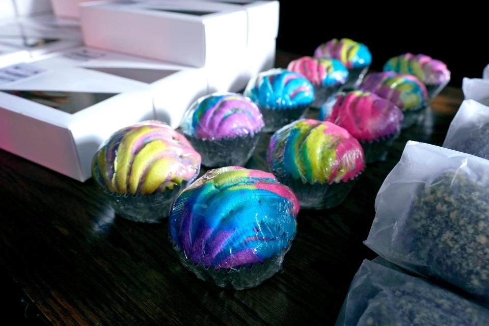 Rainbow colored cupcakes are available and an assortment of other sweet treats at Milwaukee's Moon Cherry Sweets, the plant-based pop-up bakery at the Cactus Club in Milwaukee. The bakery participates in the Trans People of Color Eat Free movement