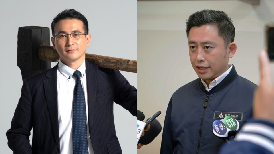 林智堅（右）退選，改由鄭運鵬（左）接棒代表民進黨參選桃園市長。圖片來源：中央社