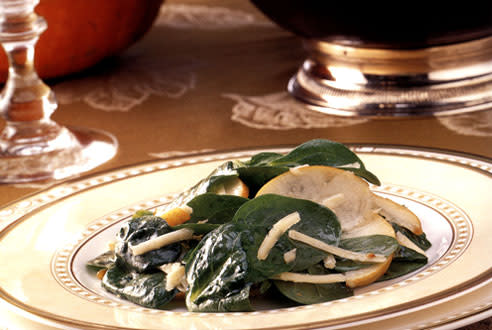 Spinach, Pear, and Shaved Parmesan Salad