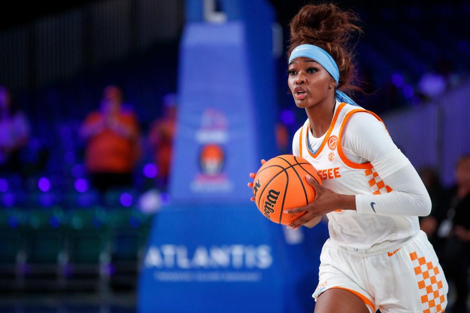 PARADISE ISLAND, BS - November 20, 2022 - Forward Rickea Jackson #2 of the Tennessee Lady Volunteers during the Battle 4 Atlantis game between the UCLA Bruins and the Tennessee Lady Volunteers at Imperial Arena in Paradise Island, Bahamas.