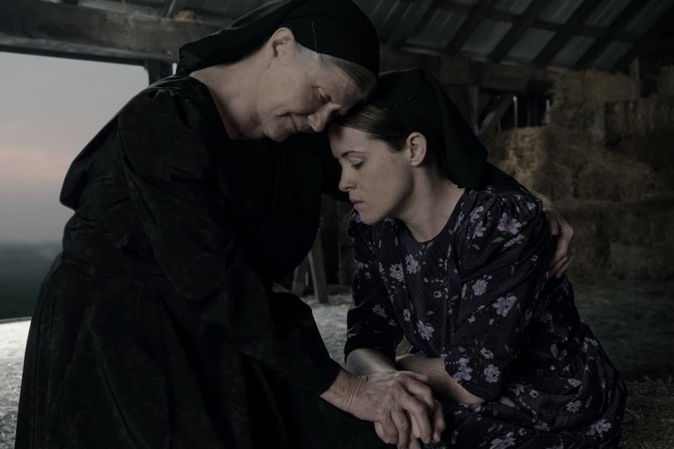 Agata (Judith Ivey, left) comforts her daughter, Salome (Claire Foy).