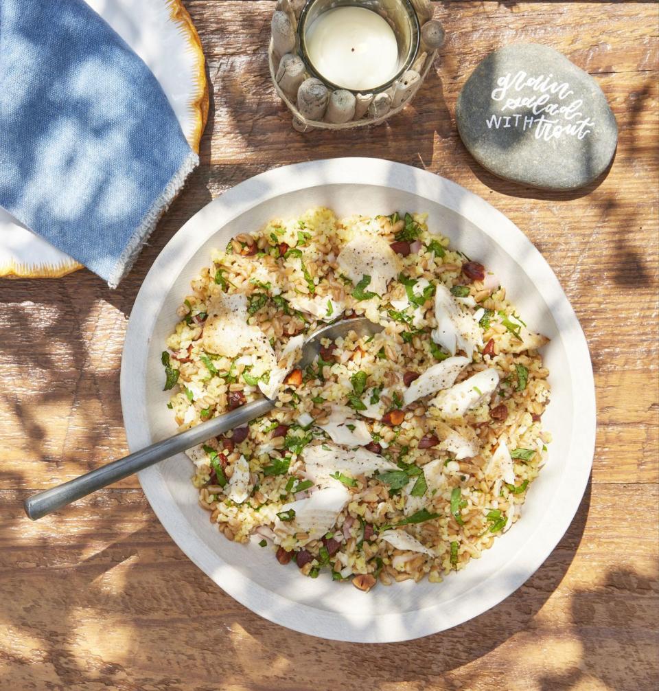 4) Grain Salad with Trout, Almonds, and Herbs