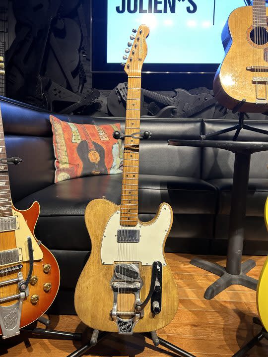 Bob Dylan and Robbie Robertson’s historic 1965 Fender Telecaster (WKRN photo)