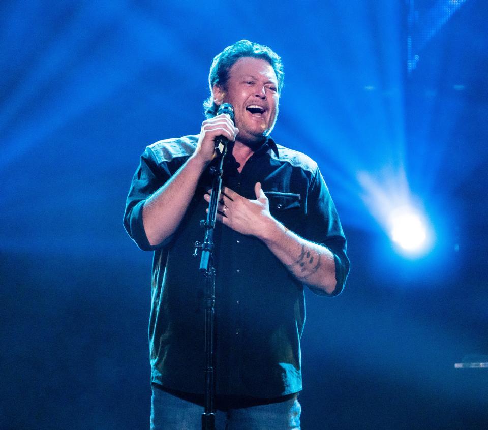 Blake Shelton performs for his Back To the Honky Tonk Tour on Saturday February 24, 2024 at Fiserv Forum in Milwaukee, Wis.