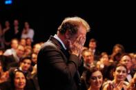 French actor Vincent Lindon cries as he wins Best Actor at Cannes