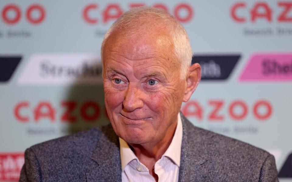 Barry Hearn, president of Matchroom Sport, speaks to the media in a press conference during day five of the Cazoo World Snooker Championship 2024 at Crucible Theatre