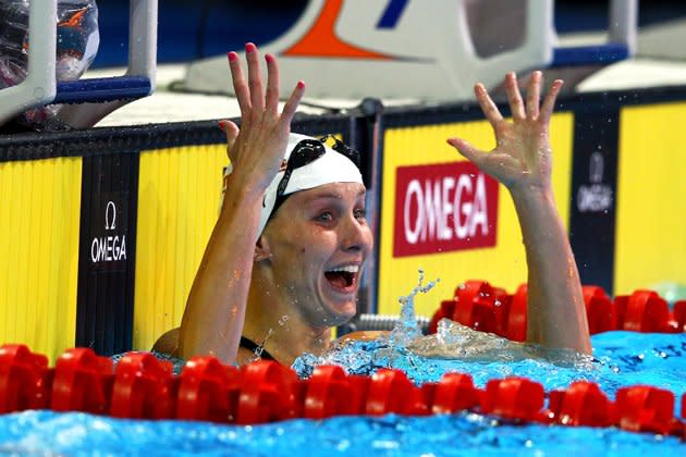 Après s’être qualifiée pour les Jeux de 2008, Jessica Hardy a été testée positif et bannie pour l’utilisation d’une substance interdite, le clenbutérol. Elle avait, semble-t-il, ingéré le tout inconsciemment avec un supplément nutritif. Jessica a dû quitter son équipe et accepter une suspension de douze mois. Plus tôt cette année, lors des qualifications olympiques, elle a couru à la catastrophe en ratant sa chance lors de son épreuve de prédilection, le 100 mètres brasse. Mais elle a su rebondir et obtenir son billet pour Londres en remportant le 100 mètres libre. Elle participera aussi au 50 mètres libre et au 400 mètres libre en relais. (Al Bello/Getty Images)