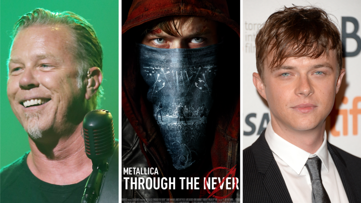  Photos of James Hetfield and Dane DeHaan, and a poster for Metallica Through The Never 