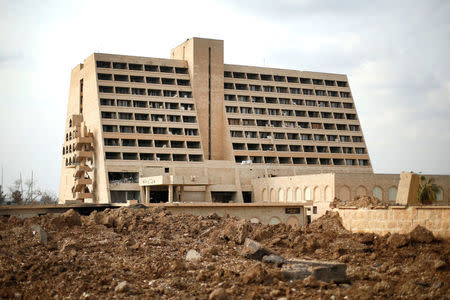 General view of the damaged five-star Ninewah Oberoi Hotel damaged in Mosul city, Mosul, Iraq January 30, 2017. Picture taken January 30, 2017. REUTERS/Ahmed Jadallah