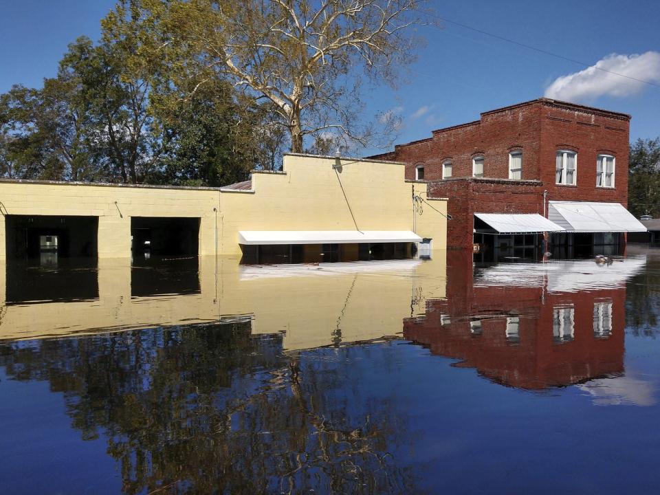 Pollocksville's Main Street was inundated with up to 20 feet of water in September 2018 as a result of Hurricane Florence.