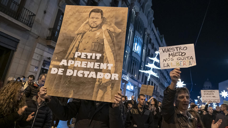 Protesters at a demonstration in Barcelona