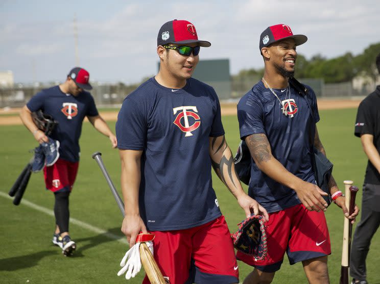 A big question for the Twins: Will Byron Buxton, right, pick up where he left off last season? (AP)