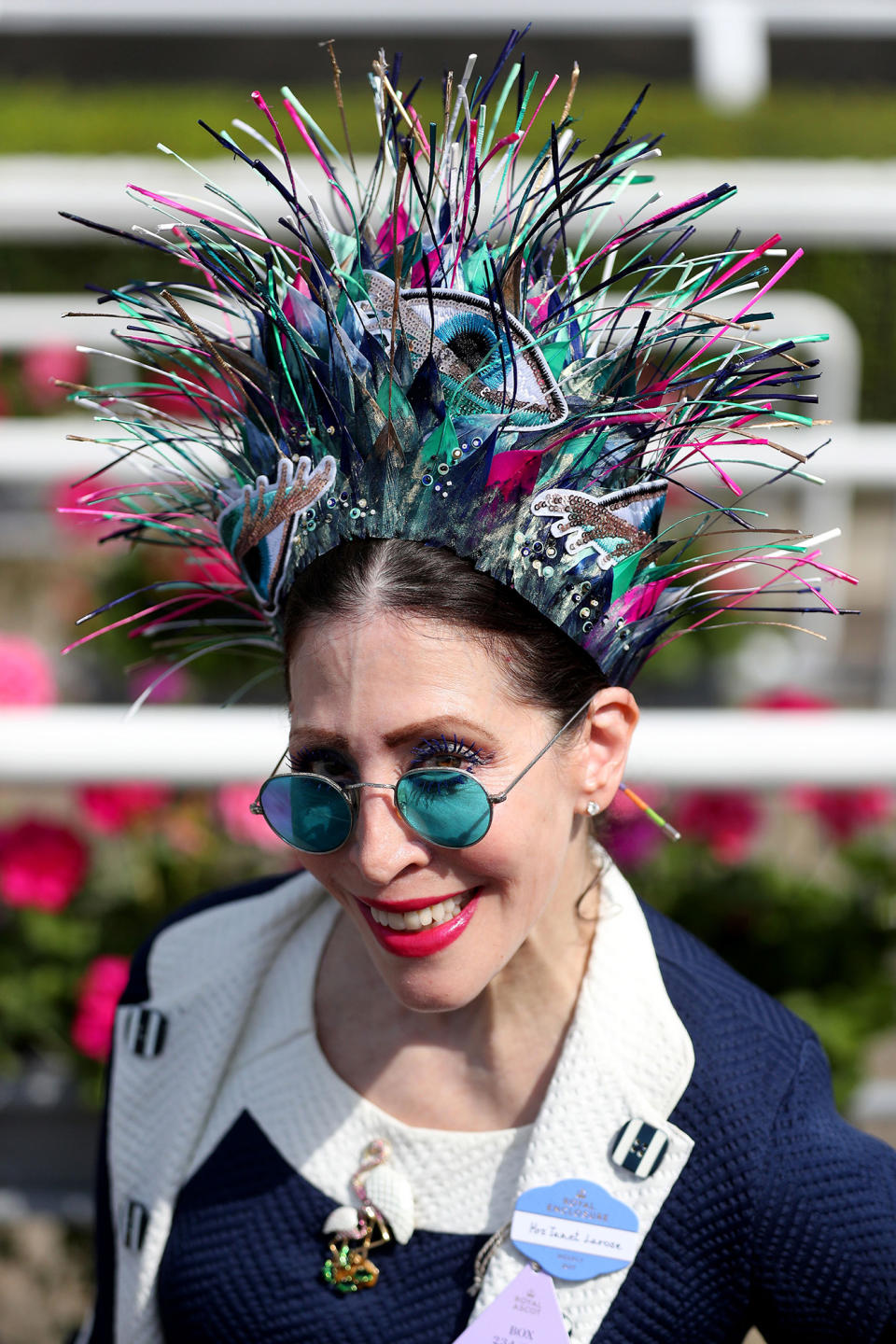 <p>Racegoer Janet Larose, from New York, during day two of Royal Ascot at Ascot Racecourse on june 21, 2017. (Jonathan Brady/PA Images via Getty Images) </p>
