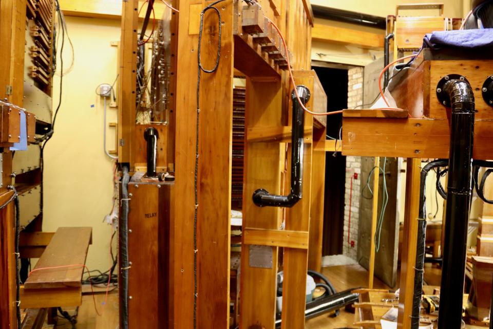 There's a lot more to a pipe organ than pedals, pipes and keyboard. Here are some of the workings of the 1925 Wurlitzer pipe organ that has been restored for installation in Milwaukee's Oriental Theatre by JL Weiler Inc. of Chicago.
