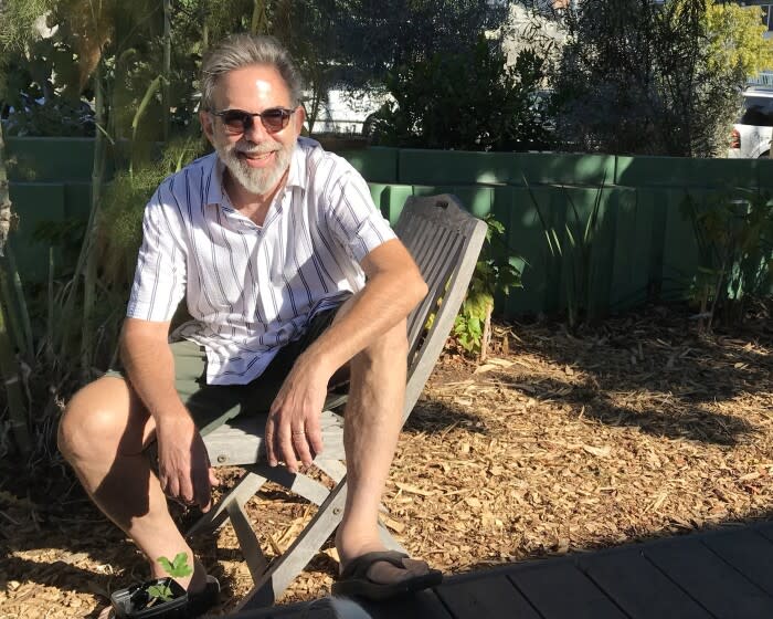 Andy Lipkis, founder of Tree People, in his Venice front yard.