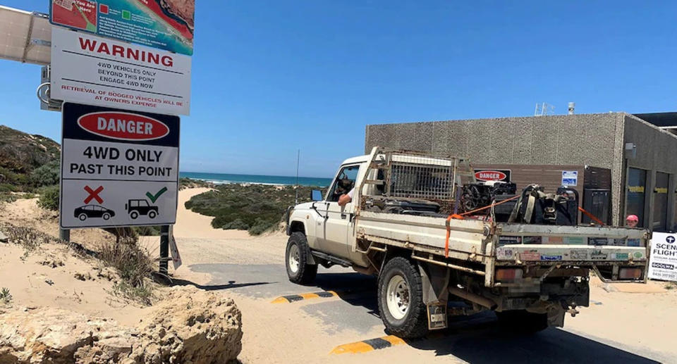 Only 4WD vehicles are allowed on Goolwa beach but recent events have caused significant damage. Source: ABC 