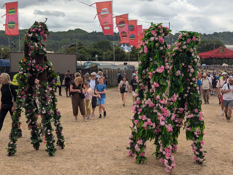 Festival goers at Glastonbury 2024.