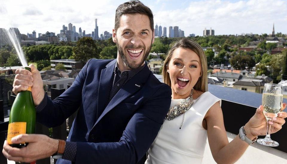 Dean and Shay celebrate winning the Blocktagon with their penthouse apartment. Photo: Nine Network