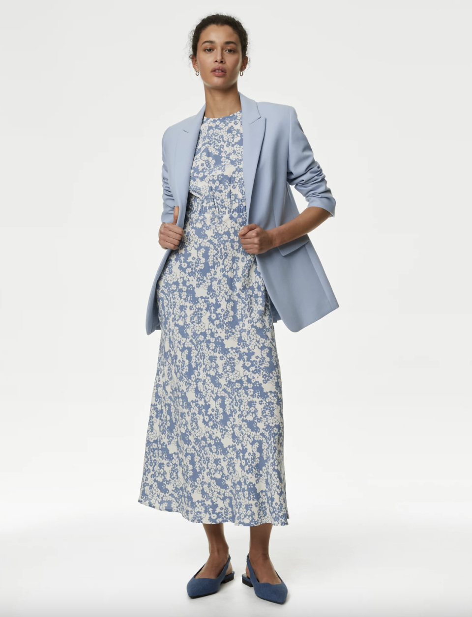 Smarten it up for weddings or the office with a tailored blazer and ballet flats. (Marks & Spencer)