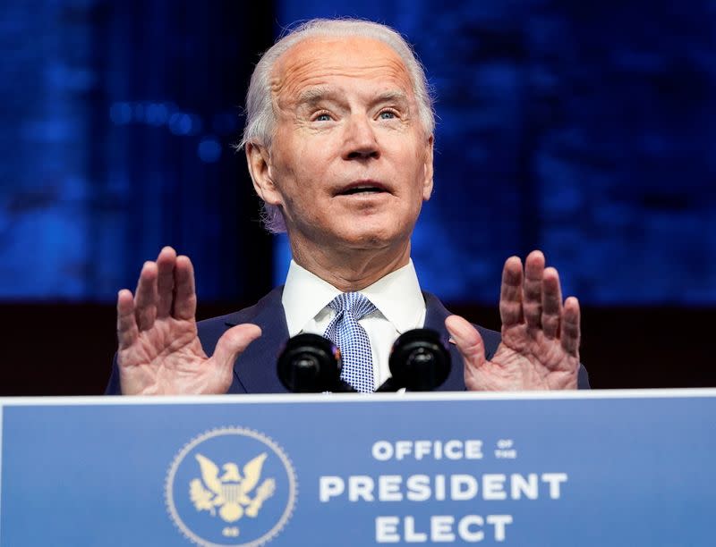 U.S. President-elect Joe Biden announces announces national security team at his transition headquarters in Wilmington, Delaware