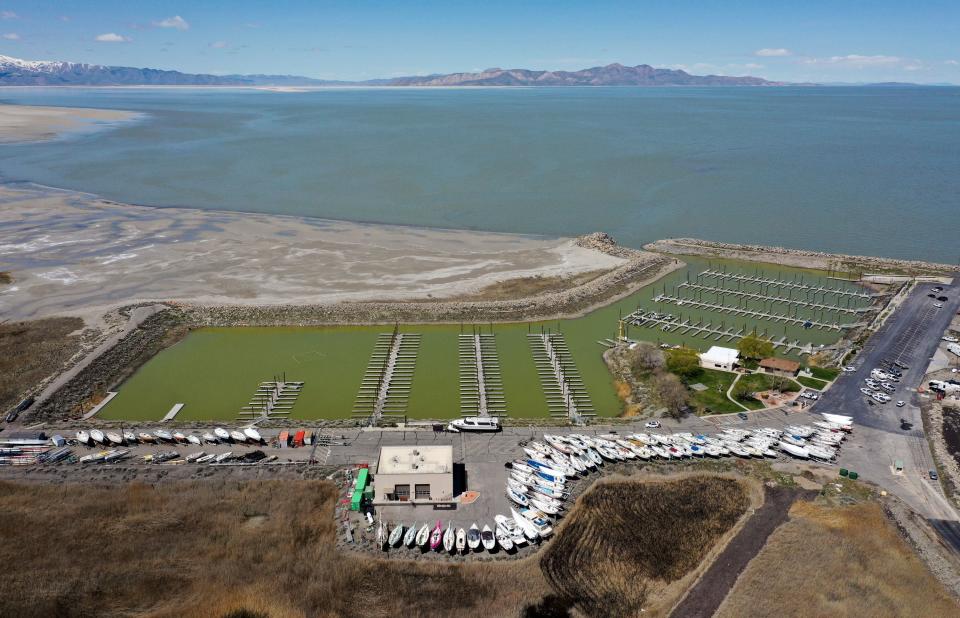 The marina is pictured at the Great Salt Lake State Park in Magna on Wednesday, April 19, 2023. Rising water levels are making the lake accessible to boats again. | Kristin Murphy, Deseret News