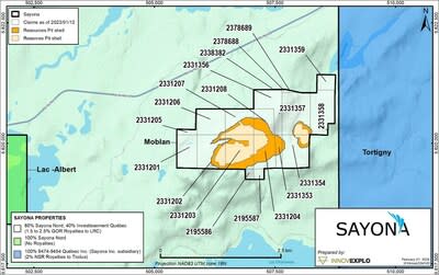 Figure 2 – Moblan Claim Map (CNW Group/SAYONA)