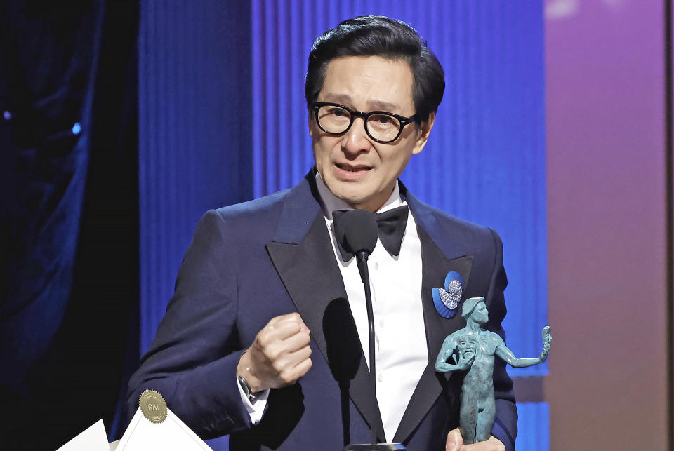 Ke Huy Quan accepts the Outstanding Performance by a Male Actor in a Supporting Role award for 