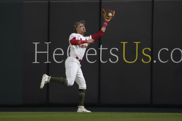 Los Angeles Dodgers center fielder Trayce Thompson looks on during