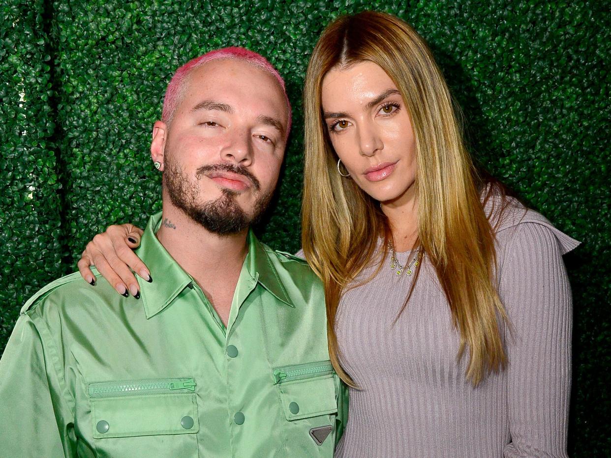 J Balvin and Valentina Ferrer attend WME Sports cocktail party at Endeavor Lounge at Catch LA on February 11, 2022 in Los Angeles, California