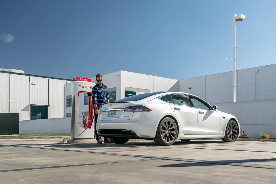 tesla model s charging at v3 supercharger