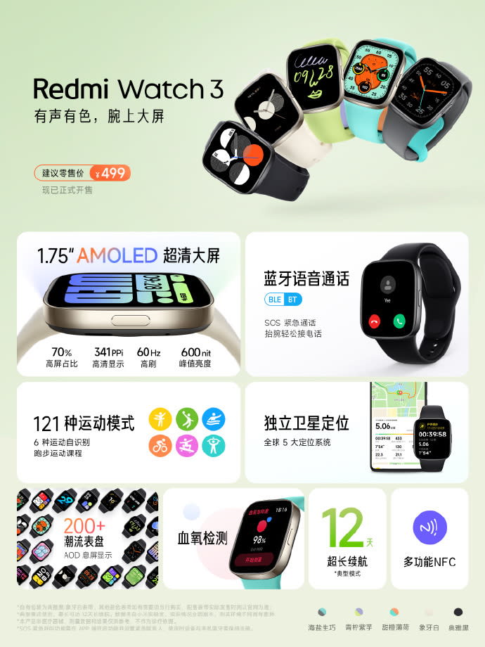 圖／Redmi Watch 3。(Redmi微博)