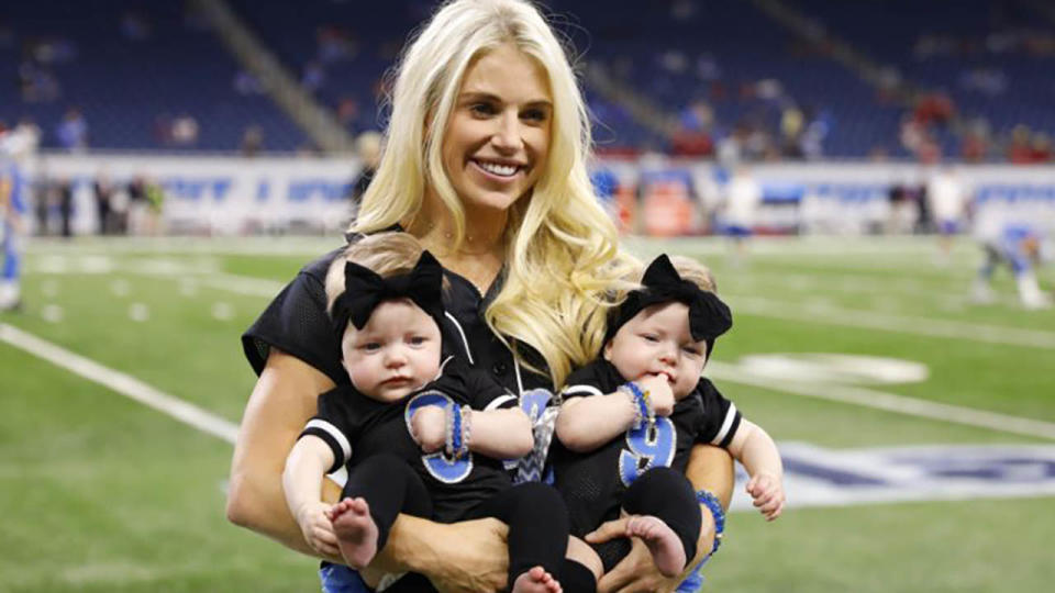 Kelly Stafford and her kids. Image: AP