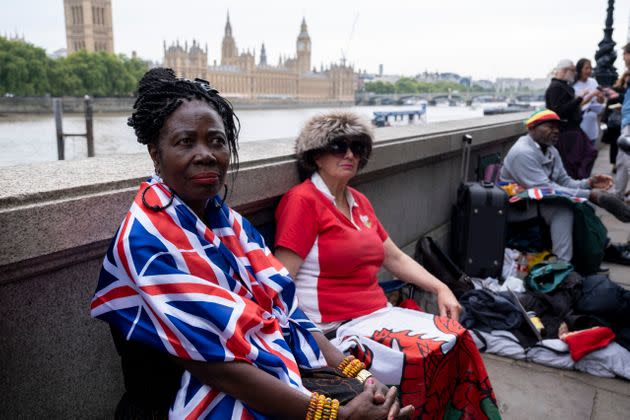 Grace (left) of London, and Anne from Wales are first in line at the front of the queue to see the Queen's coffin lying in state following the death of Queen Elizabeth II. (Photo: Mike Kemp via Getty Images)