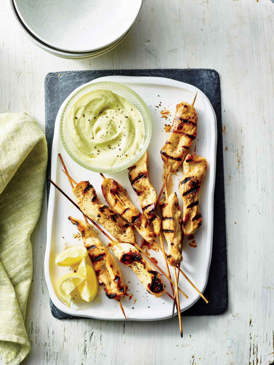 Grilled Chicken Skewers with Wasabi Mayo