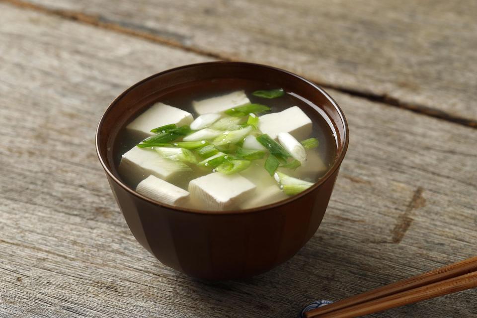 high angle view of soup in bowl on table,bandung,indonesia