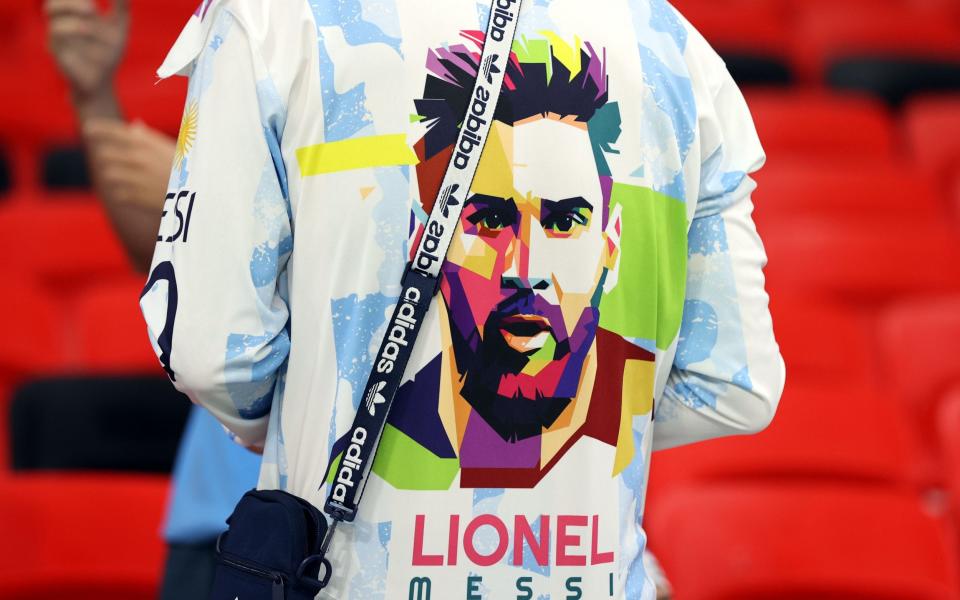  fan of Argentina prior to the FIFA World Cup 2022 round of 16 soccer match between Argentina and Australia at Ahmad bin Ali Stadium in Doha - Shutterstock