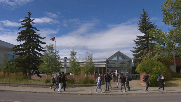 Bowness High School has been placed on outbreak status, which refers to 5 to 9 cases of COVID-19. (Nassima Way/CBC - image credit)