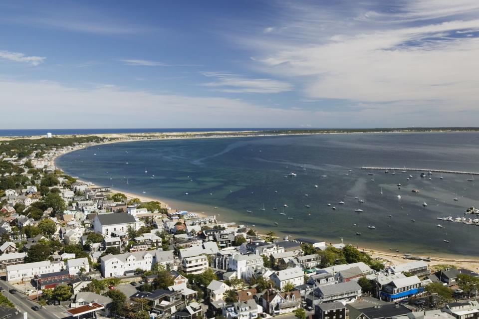 town view with curve of cape cod from pilgrim monument