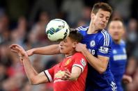 Football - Chelsea v Manchester United - Barclays Premier League - Stamford Bridge - 18/4/15 Chelsea's Cesar Azpilicueta in action with Manchester United's Adnan Januzaj Action Images via Reuters / Tony O'Brien