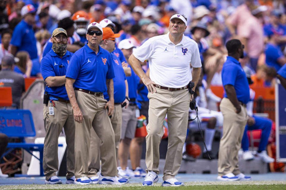 Florida coach Dan Mullen looks on during the third quarter of a game against Vanderbilt on Oct. 09. (James Gilbert/Getty Images)