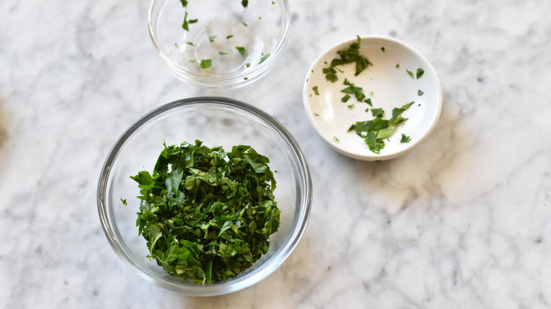 chopped parsley and cilantro
