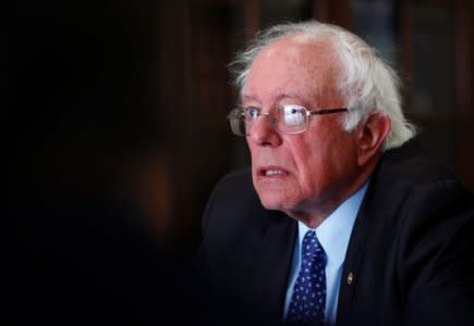 U.S. Sen. Bernie Sanders (I-VT) is interviewed by Reuters reporters at his office on Capitol Hill in Washington, U.S. October 17, 2017. REUTERS/Eric Thayer