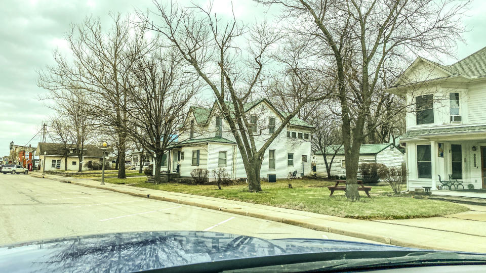 Beautiful homes can be seen from the street in Manhattan, Kansas