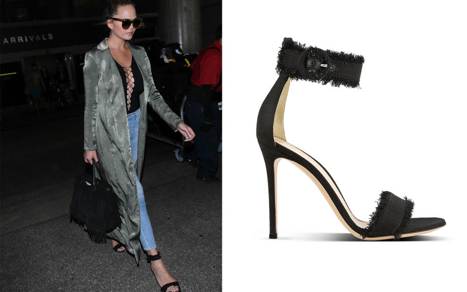 Chrissy Teigen in Gianvito Rossi Lola Ankle-strap Sandals