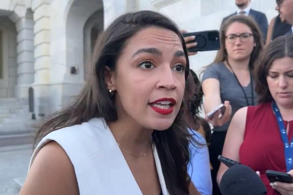 Alexandria Ocasio-Cortez (D-NY) committed to supporting President Joe Biden as the presumptive Democratic presidential nominee (KevinFreyTV / X)