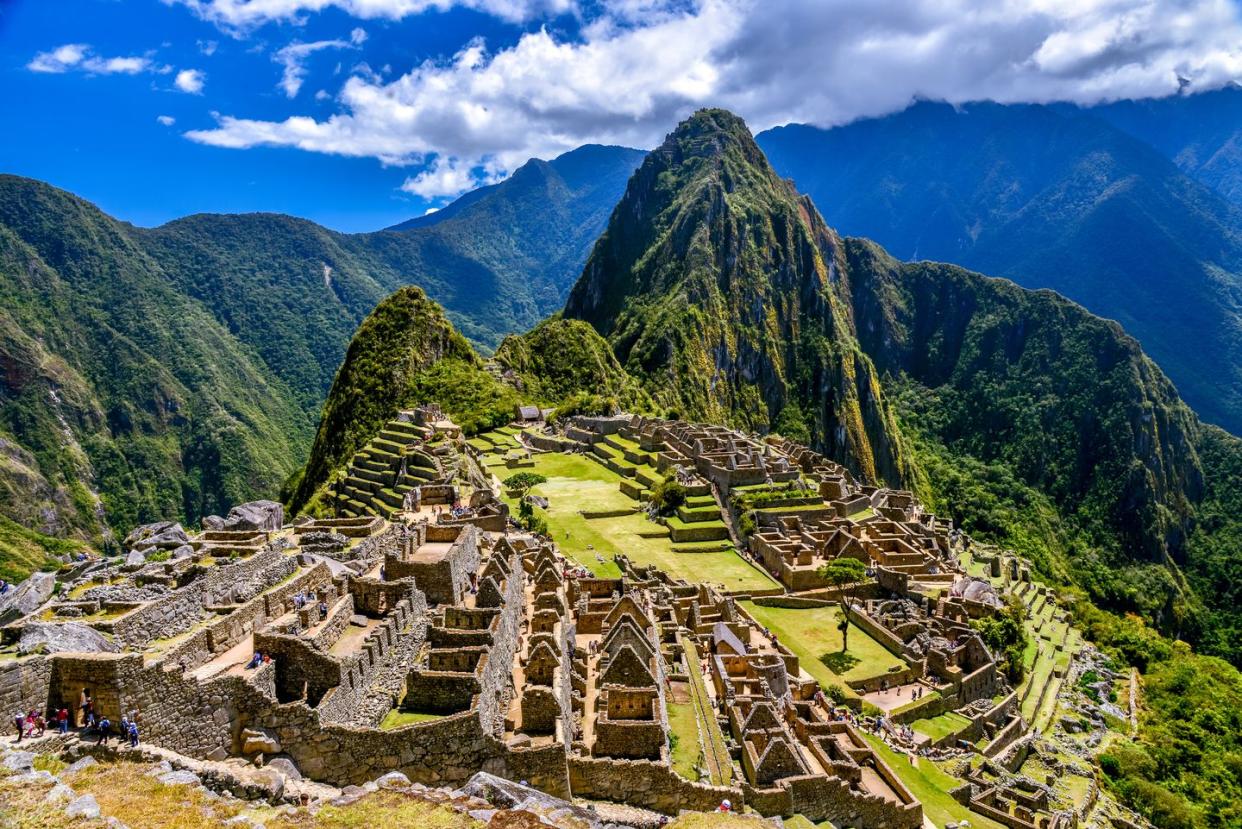 ruins of machu picchu, inca trail, andes, peru