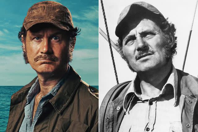 <p>Oliver Rosser; Everett Collection</p> Ian Shaw in 'The Shark Is Broken' (left) and Robert Shaw in 'Jaws'