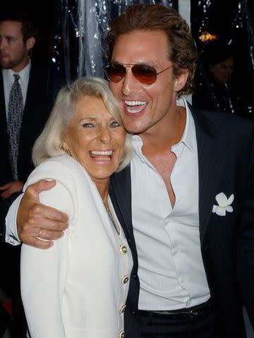 <p>Gregg DeGuire/WireImage</p> Matthew McConaughey hugging his mother Mary Kathleen "Kay" McConaughey