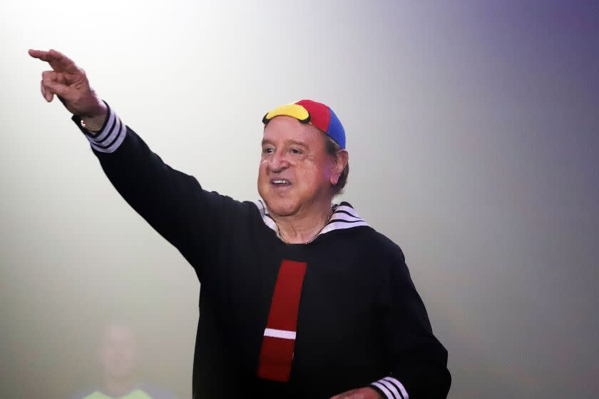 Carlos Villagran aka Quico (Kiko) from the Mexican series El Chavo del Ocho performs his character during the Caballero Brothers Circus at Plaza Mexico in Lynwood on Thursday, February 9, 2023. (Photo by James Carbone)