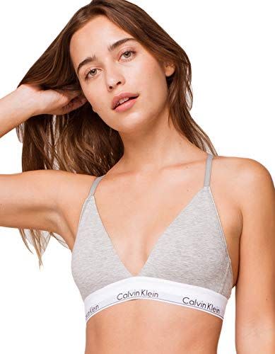 Calvin Klein Women's Modern Cotton Lightly Lined Triangle Wireless Bralette, Gray